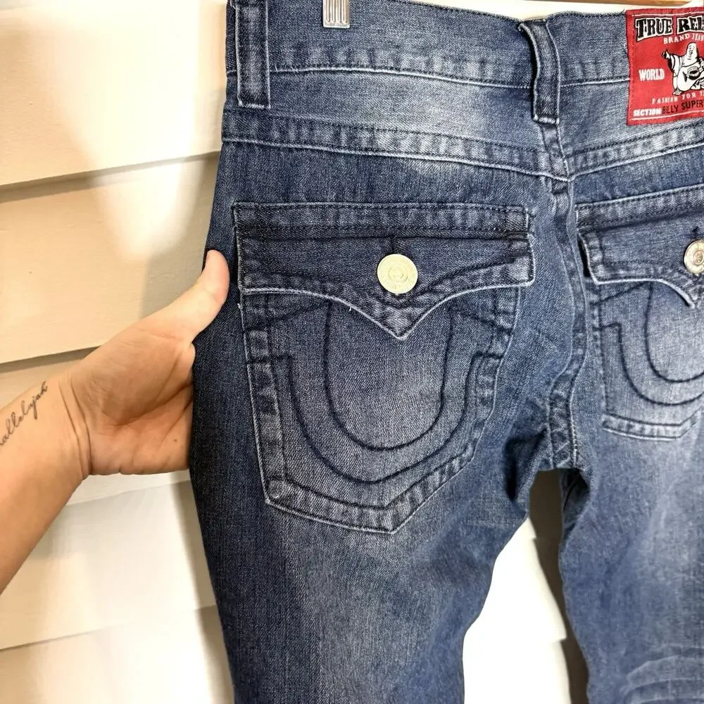 TRUE RELIGION BILLY SUPER T Big Flap Bootcut Relaxed Men's Jeans 34 x 33 NWT